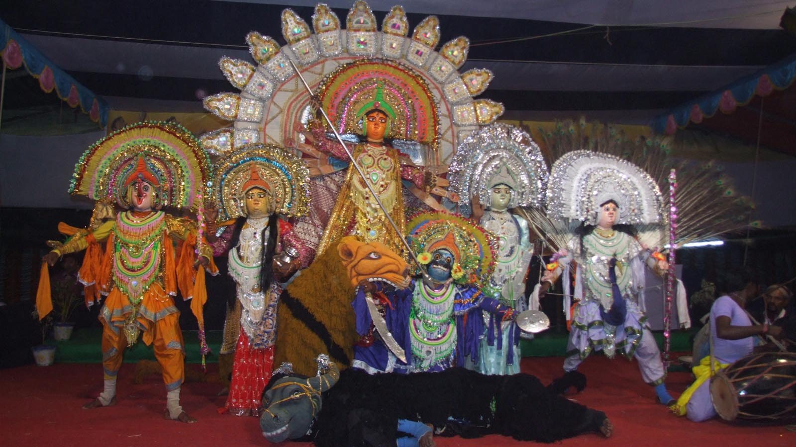 Students performing a Durga tableau