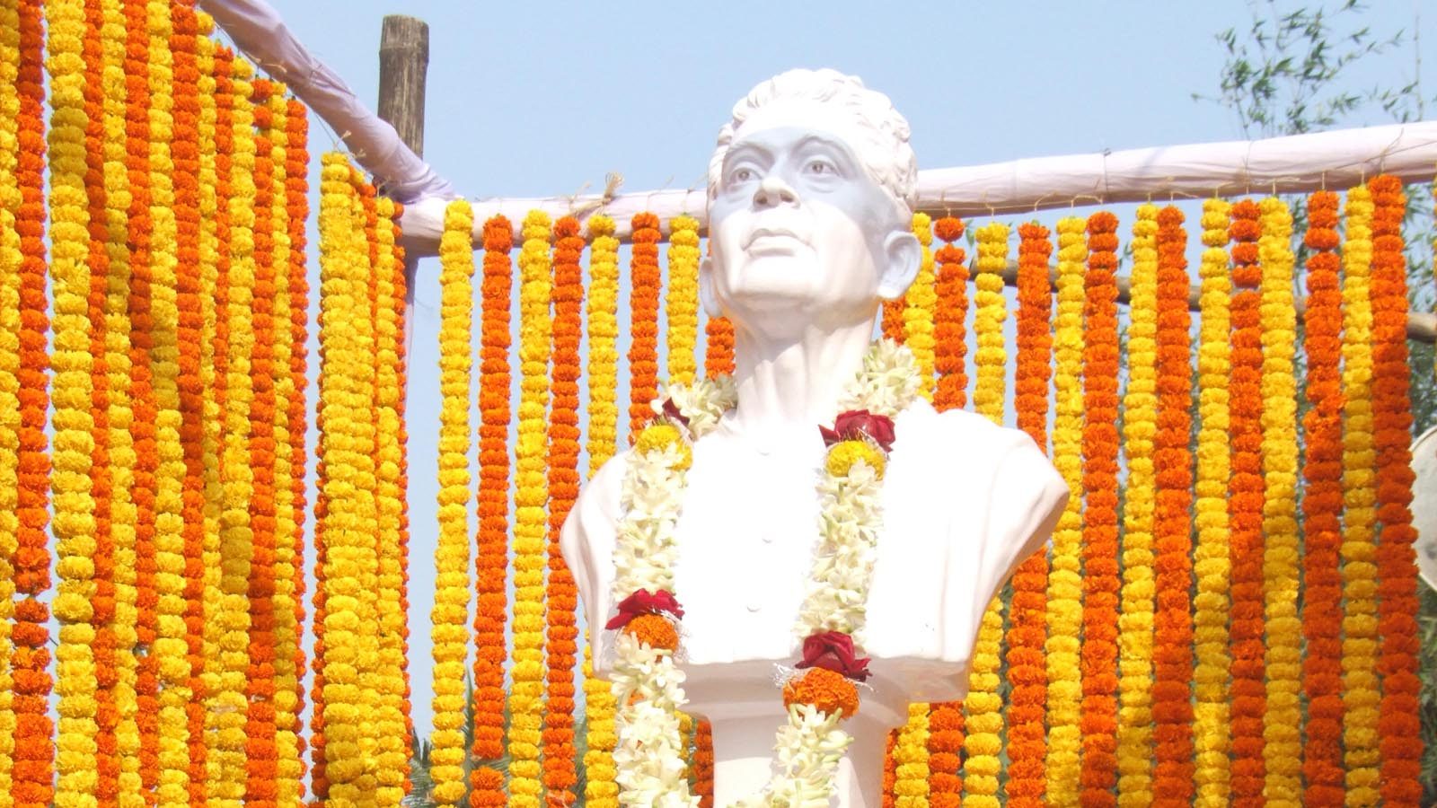 Bust of Jyotish Chandra Singha, founder of Sudpur High School