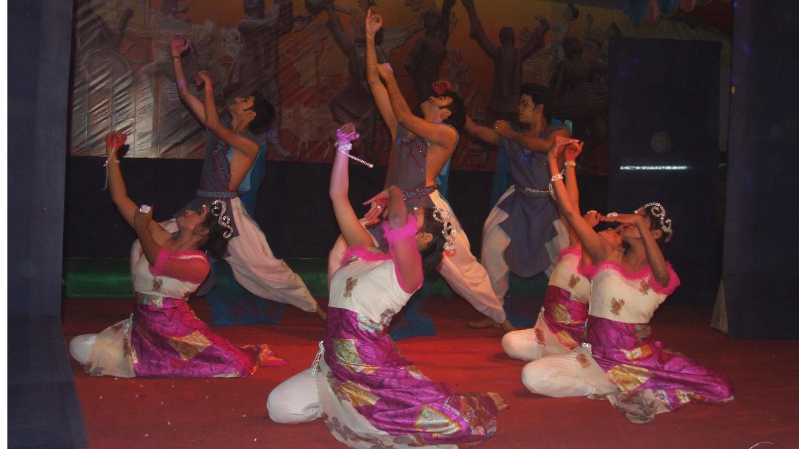 Students performing a classical dance